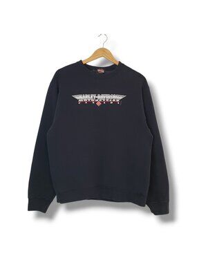 Vintage Harley Davidson Ottawa Graphic Crewneck Sweater Black Size L